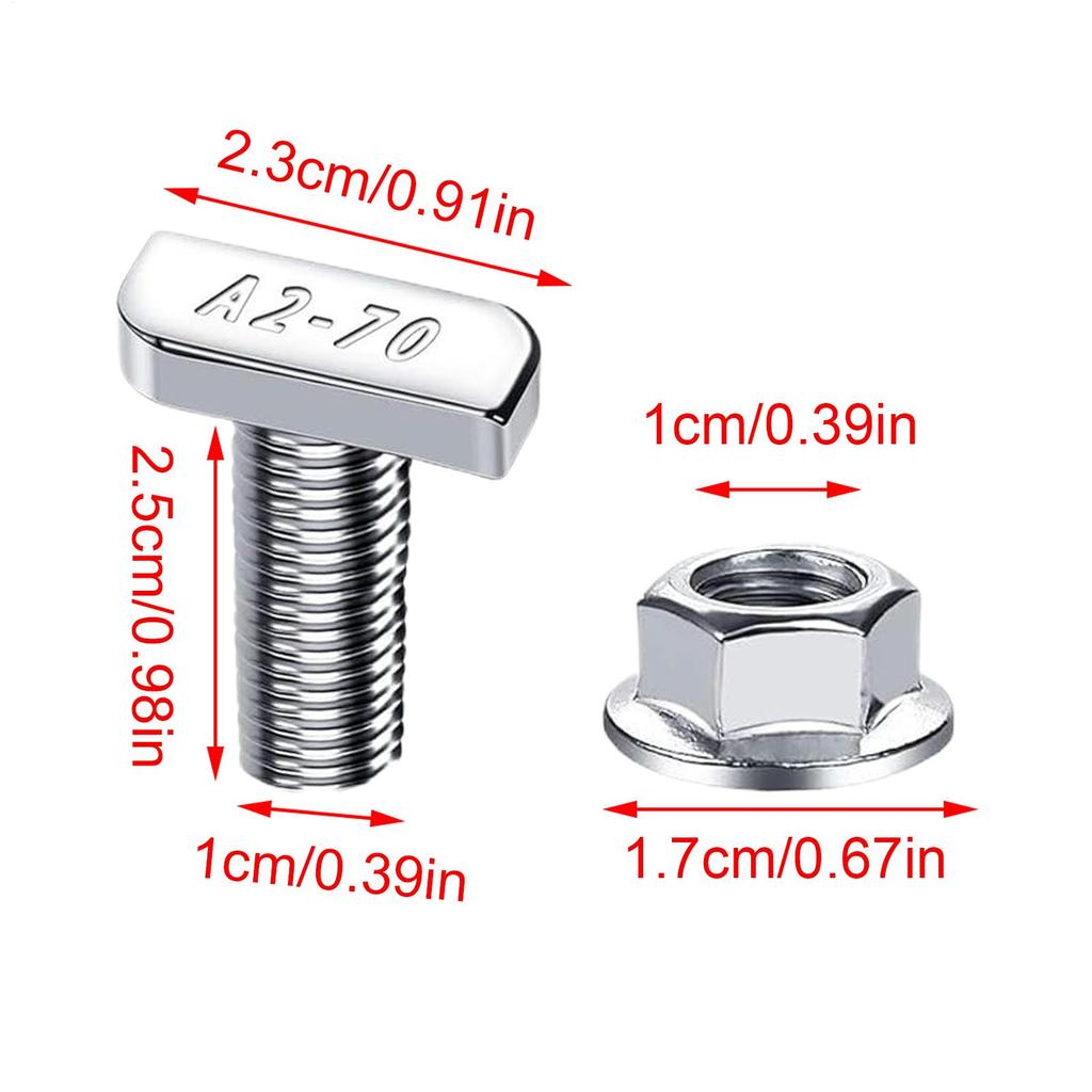 T-Slot Bolts Set Hammer Head Sliding Screw T-Slot Bolts Nuts Set Heavy-Duty Hardware Screw for Track System Automotive Roof Rack