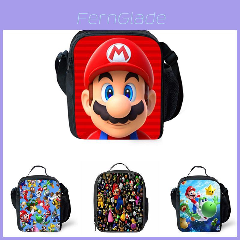 Super Mario Kids Insulated Lunch Bag Durable Oxford School Travel Picnic Bag