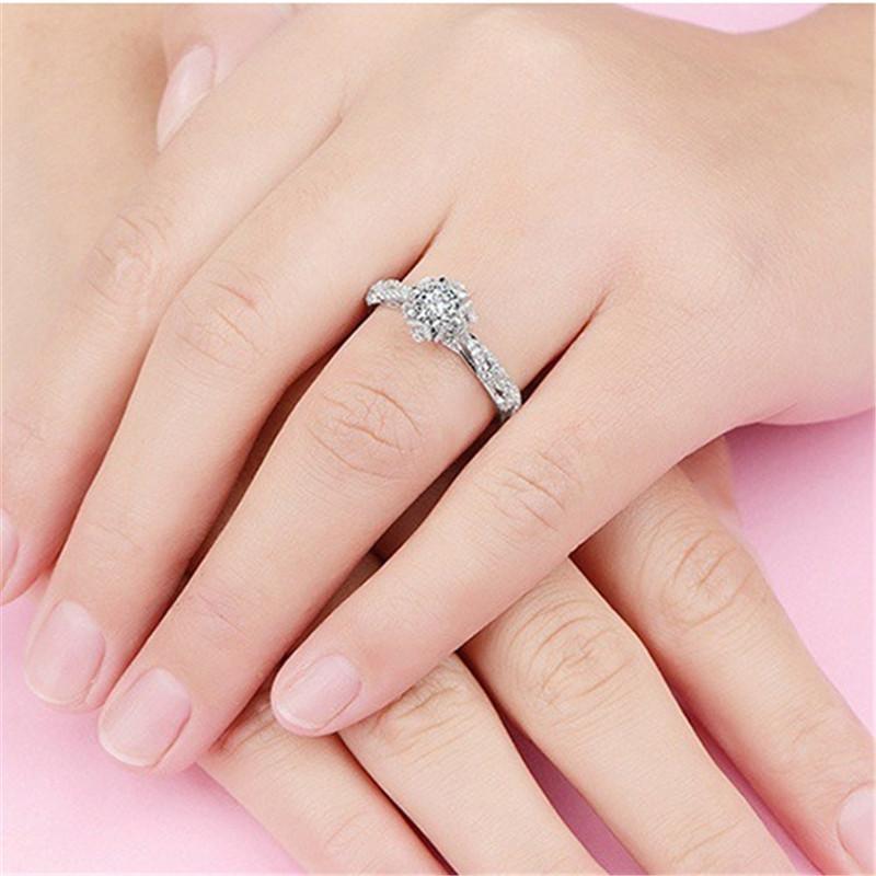 CopperFlower Ring for Women Charm Shiny AAA CZ Wedding Ring Jewelry Gift