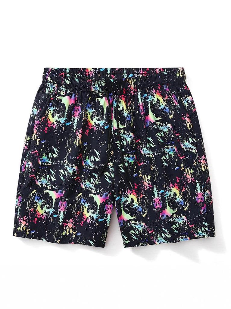 2025 Summer Ice Silk Quick-Dry Graffiti Bermuda Shorts