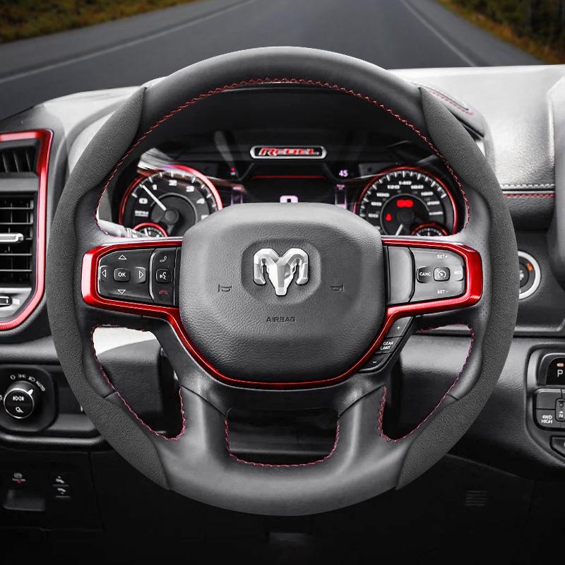 bpzsw1 Suitable for Ram Anti-Slip Buckle Segmented Suede Steering Wheel Cover for Models Such as Pickup Promaster Rampage 1500 2500 3500 4000 4500