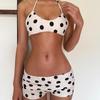 Conjunto de Bikini Retro de Lunares para Mujer – Top de Tirantes Nudo y Braguita tipo Boyshort, Atractivo Traje de Baño para Vacaciones en la Playa