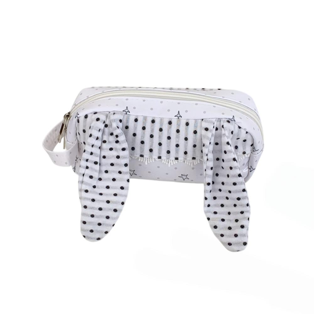 Polka Dot Print Korean Style Pen Bag Rabbit Big Ear Cloth Stationery Bag Pencil Pouch  School
