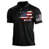 Men’s Casual Polo Shirt Short Sleeve with Flag Print Turn Down Collar Classic Fit for Everyday Wear Outdoor Activities