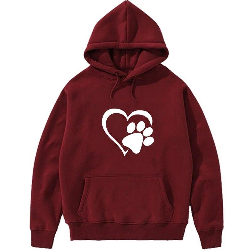 Femei Hanorac Drăguț Câine Labă și Inimă Formă Print Hoodies Femei Casual Mânecă Lungă Hoodies Toamna Iarna Pulover Plus Size
