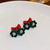 Flocking red bow earrings autumn and winter new niche versatile earrings fashionable elegance temperament earrings women