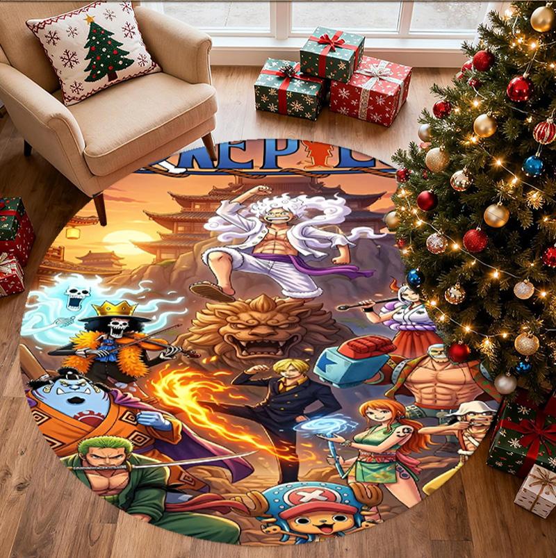 One Piece Pattern Round Rug, Indoor/Outdoor Mat, for Picnic, Gameroom, Bedroom, Office, Living Room, Home Decor Carpet, Birthday Gift