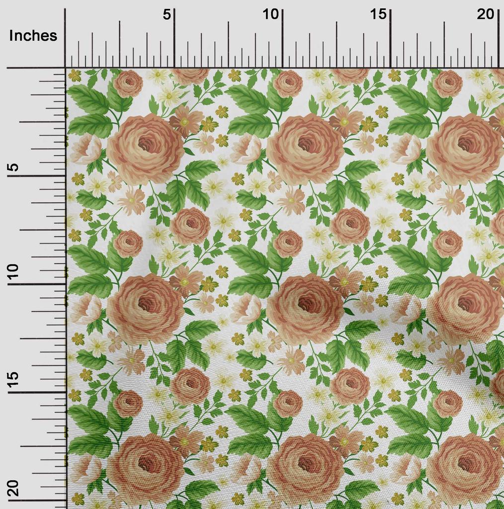 oneOone Cotton Flex Brown Fabric Floral Sewing Craft Projects Fabric Prints By Yard 40 Inch