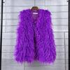 Plus Size Faux Shearling Vest Mid-Length Fur Coat Warm Sleeveless Jacket Women
