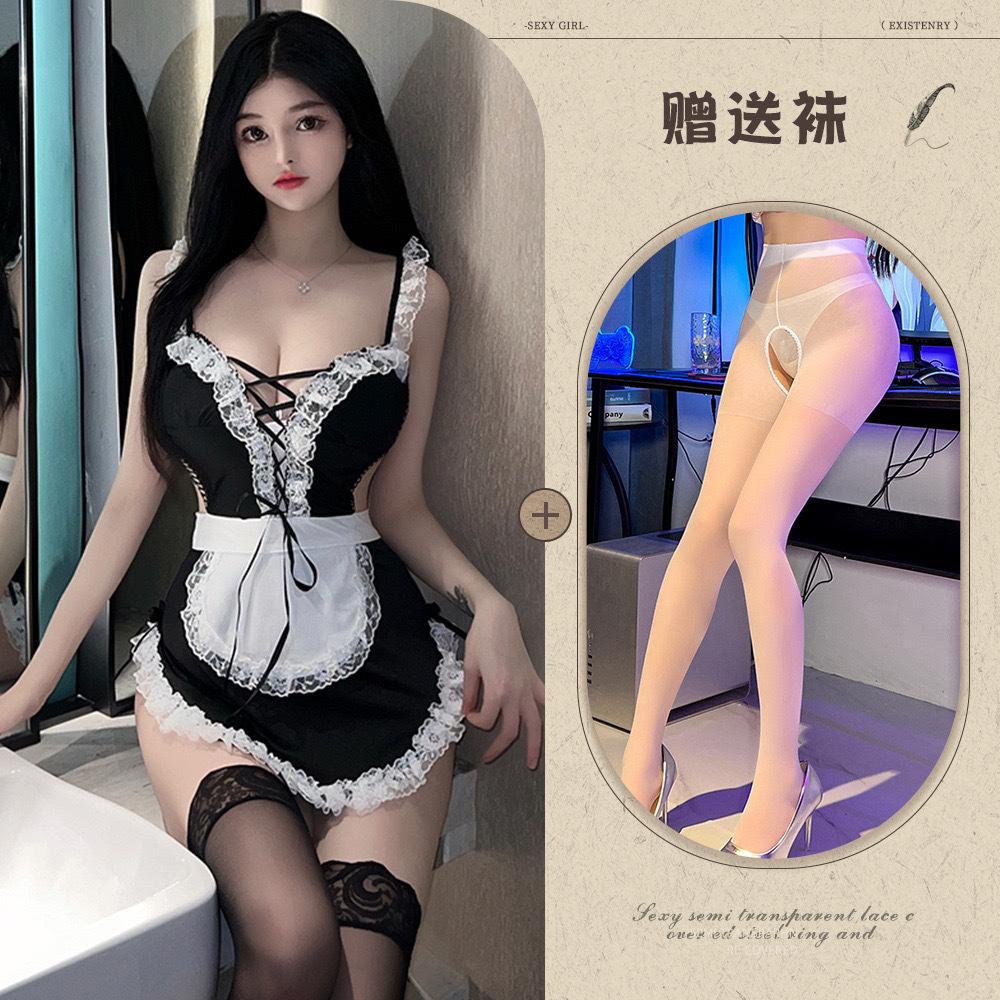 Sexy Sling Lace Seduction Maid Dress Straps Cosplay Maid Dress Hot Suit