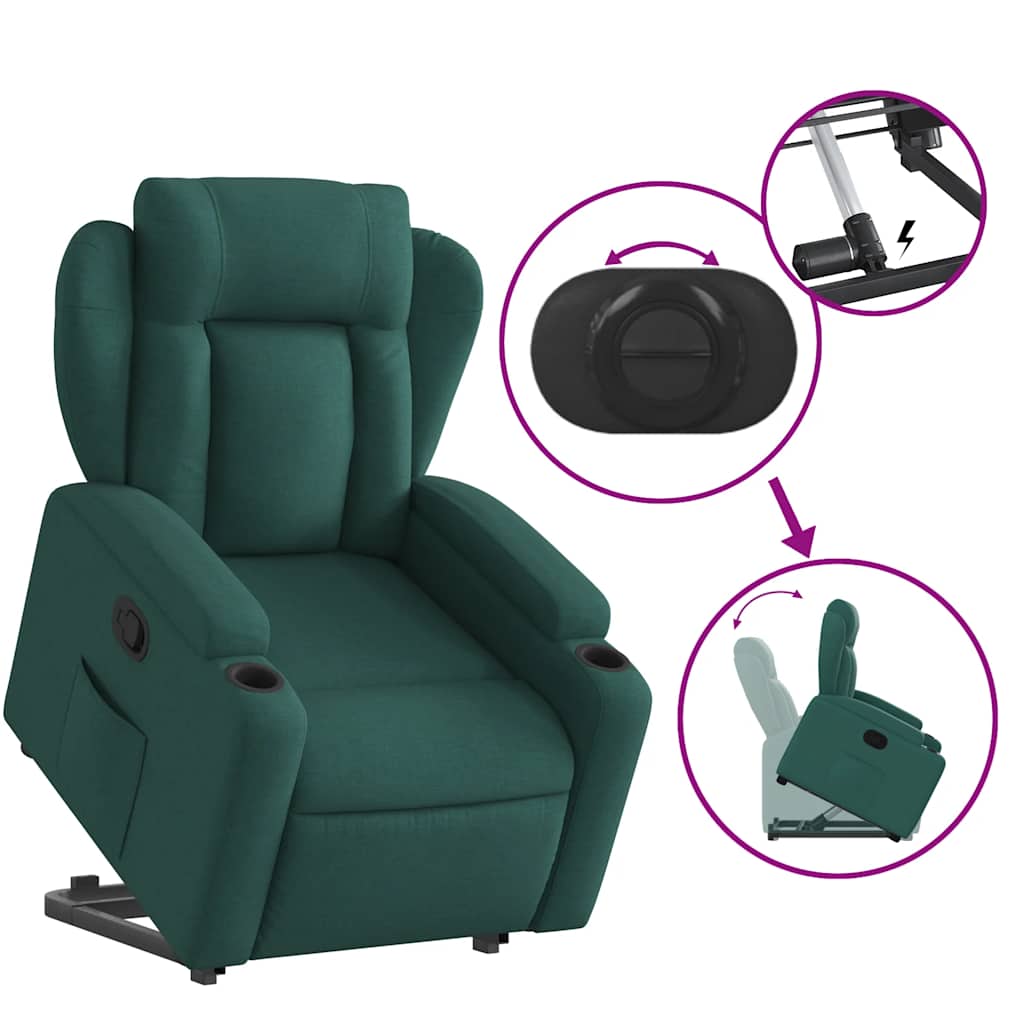 Recliner with Rising Function Dark Green Fabric