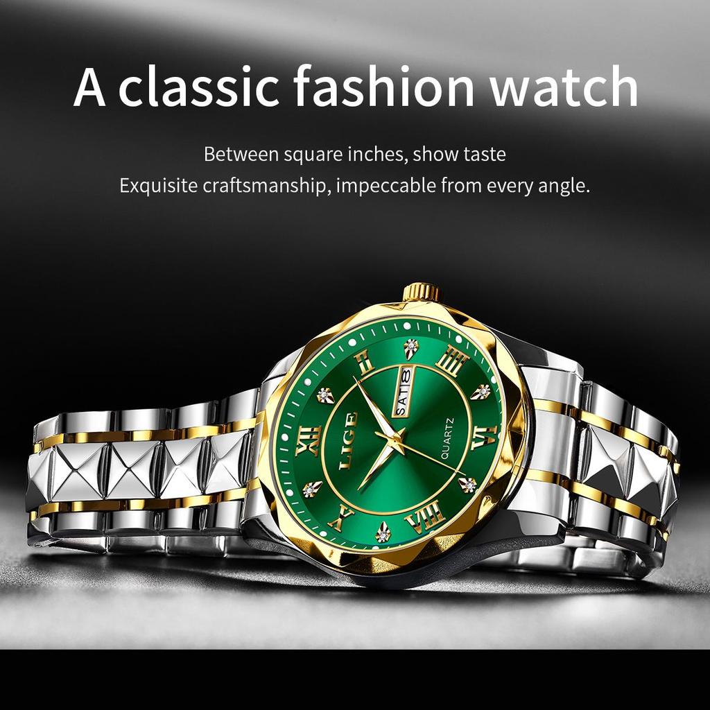 LIGE Luxury Quartz Men Watch Waterproof Luminous  Man Watch Stainless Steel Business Wristwatches