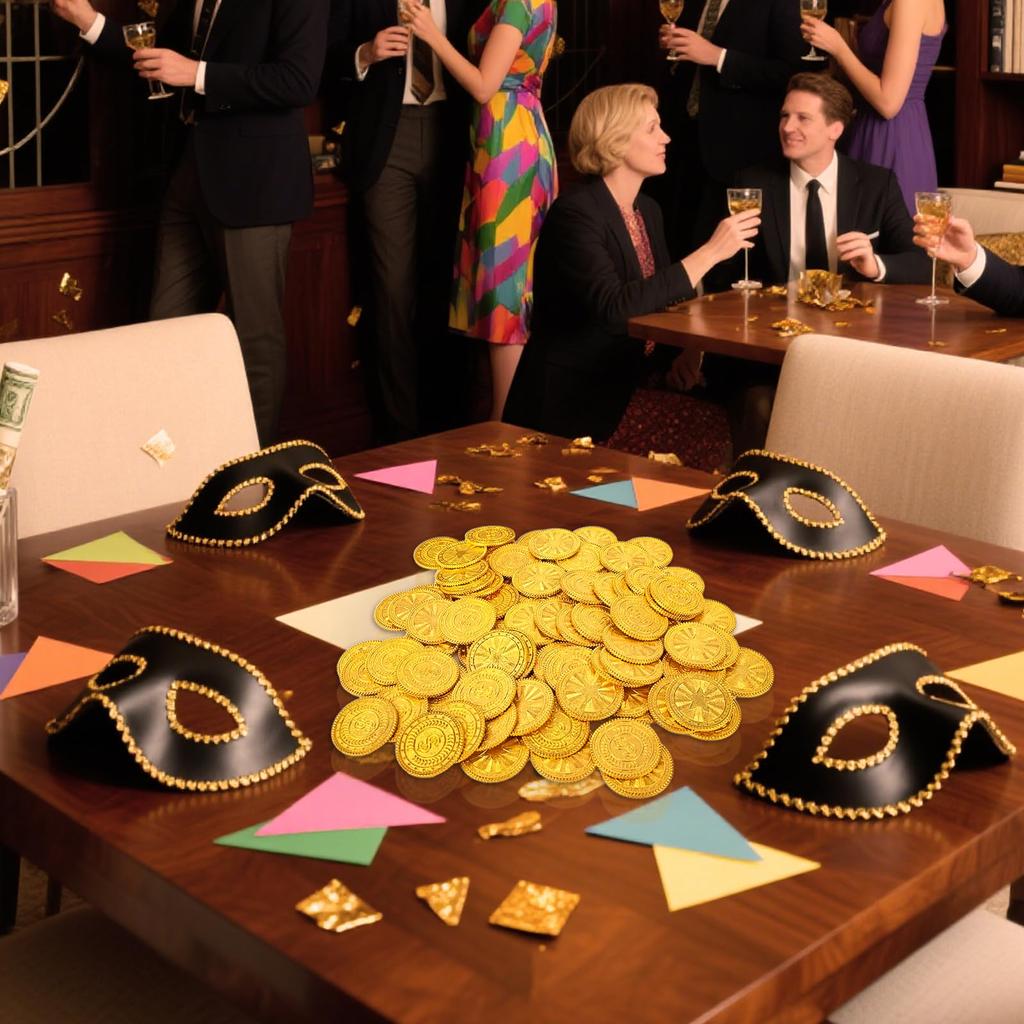 Byhoo 50 KS Kovové Zlaté DND Pirátske Antistresové s Zamatovým Sťahovacím Vreckom na Doskové Poklad Pirátske Dobrodružstvo s Tematikou Hry Darčeky Mince, Mince,