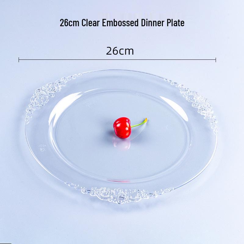 Thickened Transparent PS Plastic Plates - Crystal Butterfly Design for Steak, Fruit & More