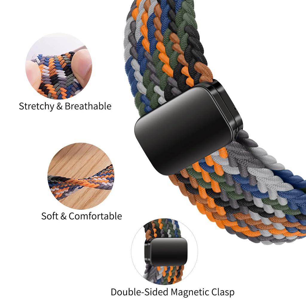 Nylon Strap for Xiaomi Band 8 Pro/9 Pro Braided Loop Magnetic Buckle Breathable Adjustable Wristband for Redmi Watch 6/5/4 Belt