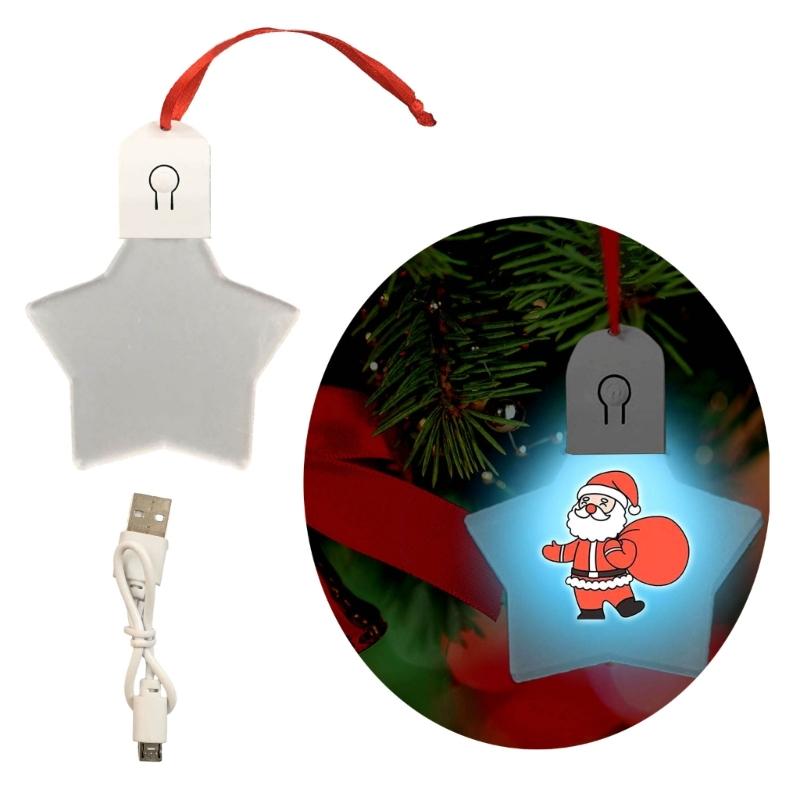 Light Up Hanging Ornaments Rechargeable DIY Acrylic Blank Pendant Charm with Rope for Festival Wedding Party Home Decor