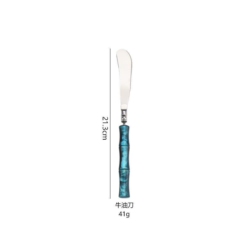 Acrylic bamboo 304 stainless steel tableware set, steak knife, fork, spoon dinnerware set 1pc/5-piece set