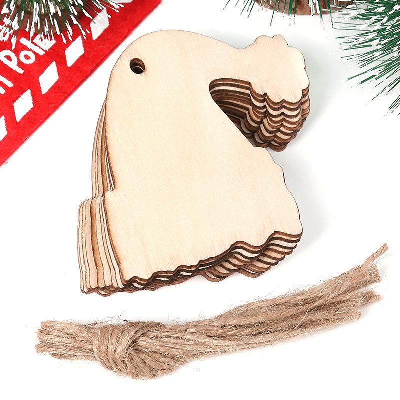 10PCS DIY Wood Christmas Ornament Unfinsihed Wooden Christmas Tree Hanging Decorations for DIY Craft Xmas Home Party Decor
