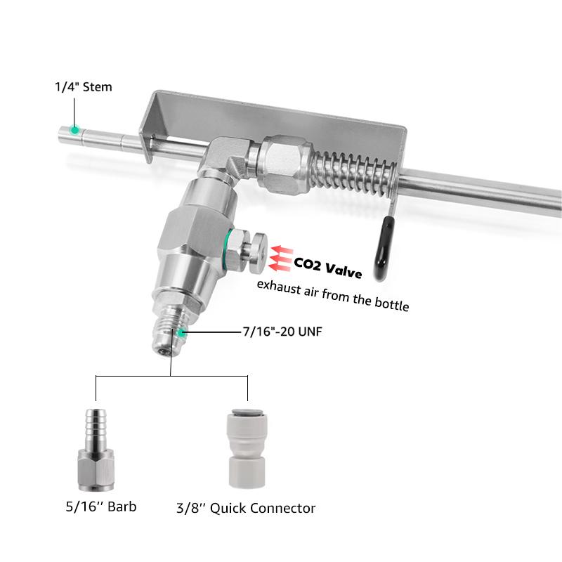 ELECQUEEN Pistolar de Bere Umplutor de Sticle cu Racord Rapid Push-fit, Structură Integrală din Oțel Inoxidabil 304, Kit Simplu de Îmbuteliere Bere pentru Homebrew