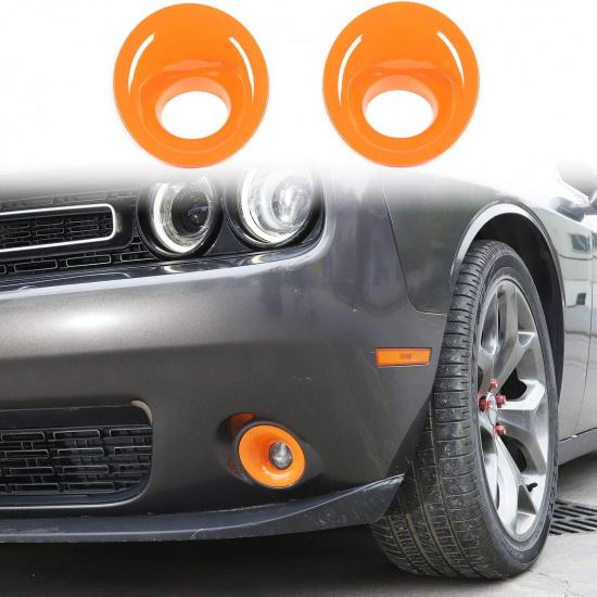 Voodonala for Challenger Front Foglights Fog Lights Lamps Protection Covers Trim Fit for 2015-2026+ Dodge Challenger Exterior Accessories, ABS Red оранжевый