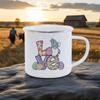 Cute Rabbit Pattern Breakfast Cups Soft Charming Color Milk Cola Mug For Camping Hiking Safe Durable UseHappy Easter Enamel Mug
