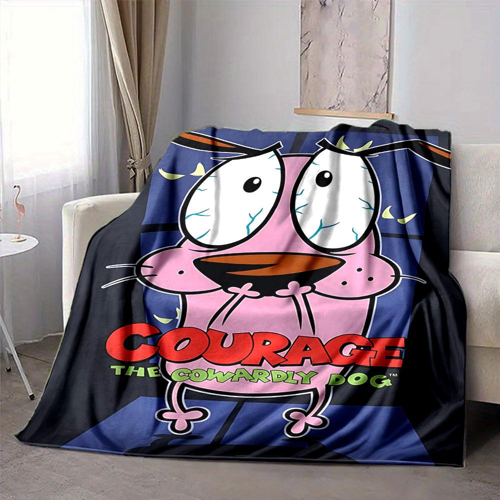 1 шт. Плед из фланели  Кураж - трусливый пёс  - Легкий, мягкий, теплый, всесезонный плед для дивана, кровати, путешествий, кемпинга L1029052 80x120cm