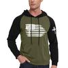 Men's Casual Hooded Drawstring Long Flag Print Sweatshirt With Pockets
