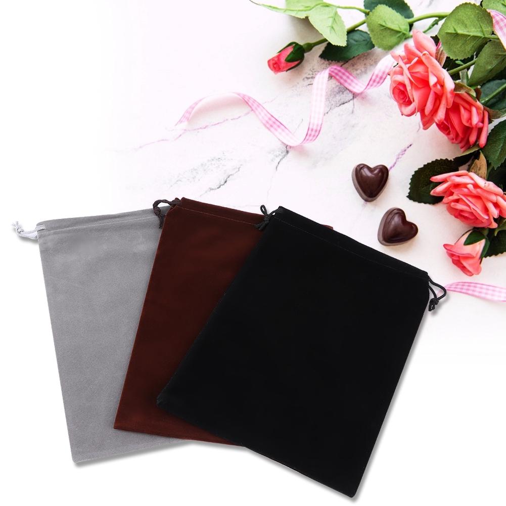 3Pcs Flocking Cloth Drawstring Pouch DustProof Storage Bag for Jewelry Gift Candies Phone
