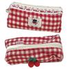 Sweet Plaid Storage Bag Cute Stationery Storage Pouch Makeup Bag Travel Toiletry Pockets  Travel