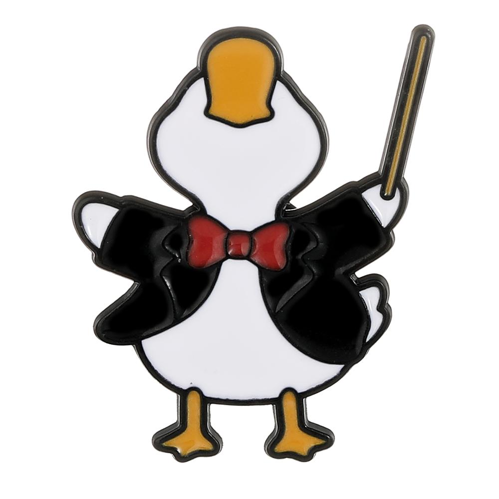 

Funny Design Goose Symphony Orchestra Enamel Brooches Cute Duck Playing Musical Instrument Pins Music Theme Badge