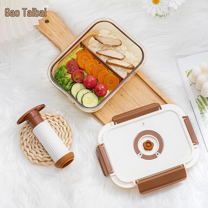 Gaotaibai Bernsteinfarbenes Glas Vakuum Frischhalte Schüssel Set