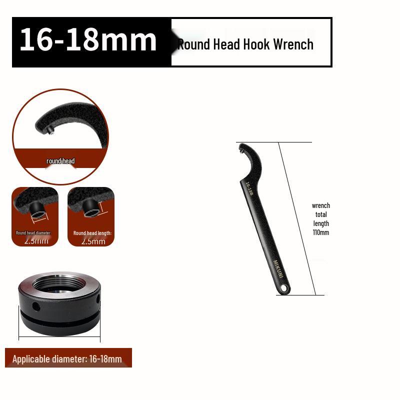 MIKUNI Adjustable Crescent Wrench with Round Head Nut and Side Hole for Water Meters