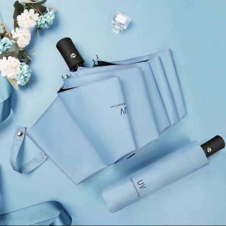 UV Black Glue Automatic Three-Fold Sun/Rain Dual-Use Umbrella with Logo Printing - Sun Protection & Rain Shield