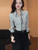 2026 Early Spring Women's Long Sleeve Vertical Stripe Retro Hong Kong Style Layering Shirt