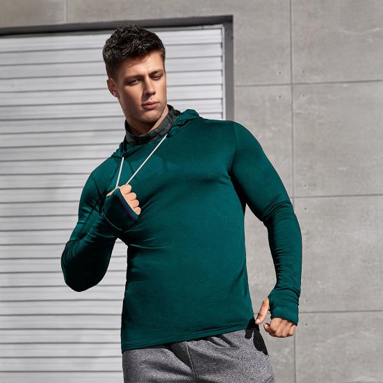 Herren Hoodie mit Gesichtspolster Kompression Langarm Basisschicht Schnelltrocknend Winter Ski Laufen Unterhemd