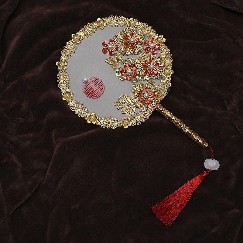 Handmade Chinese Xiuhe Style Wedding Bouquet Fan