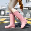 High Tube Water Shoes Women's Waterproof and Non-slip Long Tube Warm Fleece Socks Shoes Rain Shoes Fashion Soft-soled Rain Boots Rubber Shoes
