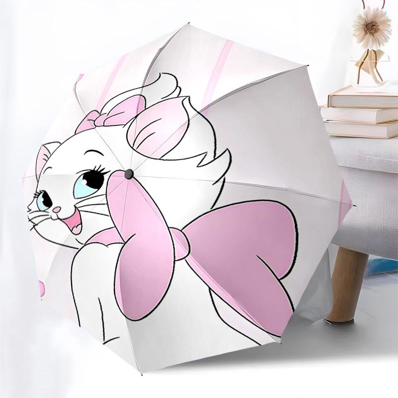 Kitty, Bow Themed Automatic Opening and Closing Umbrella, Brightly Colored 8-rib Portable Umbrella, Suitable for Men and Women, A Perfect Gift for Chr