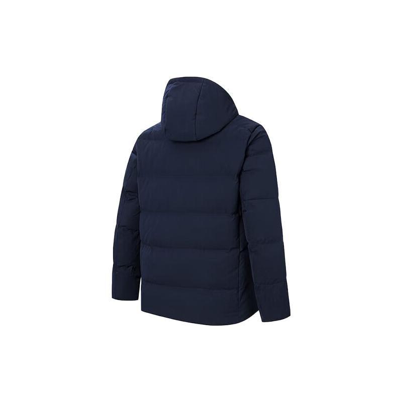 Anta Solid Color Zipper Hooded Down Jacket Men Outerwear Midnight-Blue 152347910-5