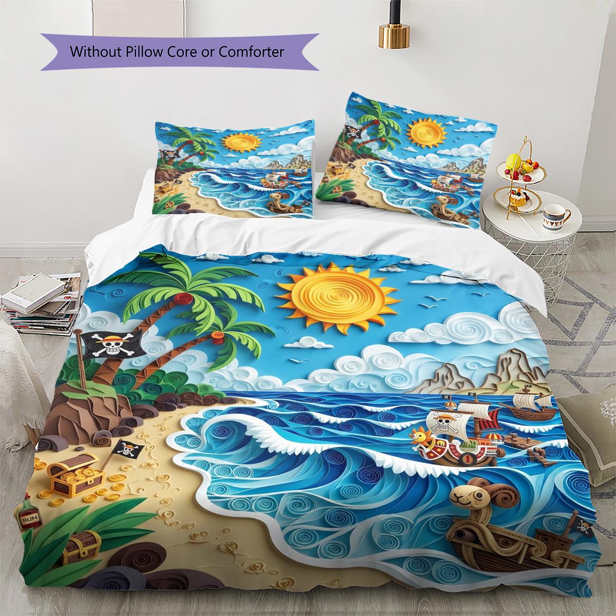

One Piece Luffy Pattern Bedding Quilt Set Quilt Cover Pillowcase Home Decoration Birthday Gift (1 * duvet cover + 2 * pillowcase, without core) 135x200cm