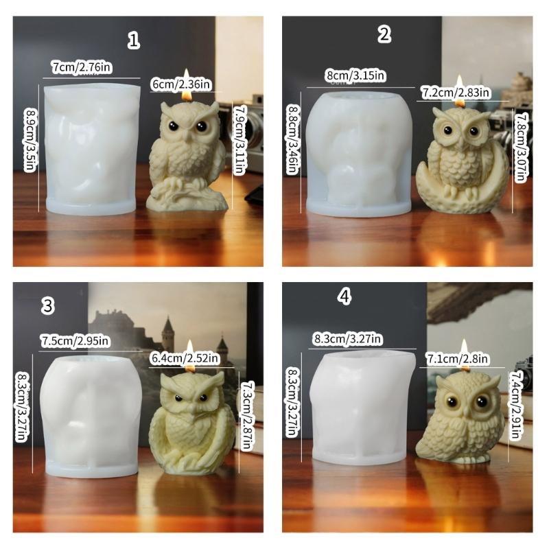 Flexible Silicone Mold Realistic Owl Figurine Candle Crafting Mould Animal Theme Epoxy Resin Mold for Handmade Crafts