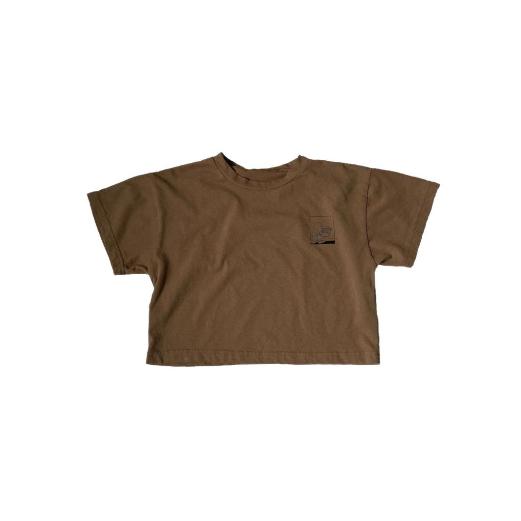 GL-kids Korean Style Cartoon Print T-shirt - Short Sleeve, Skin-friendly, Washable, Unisex Casual Top for Kids