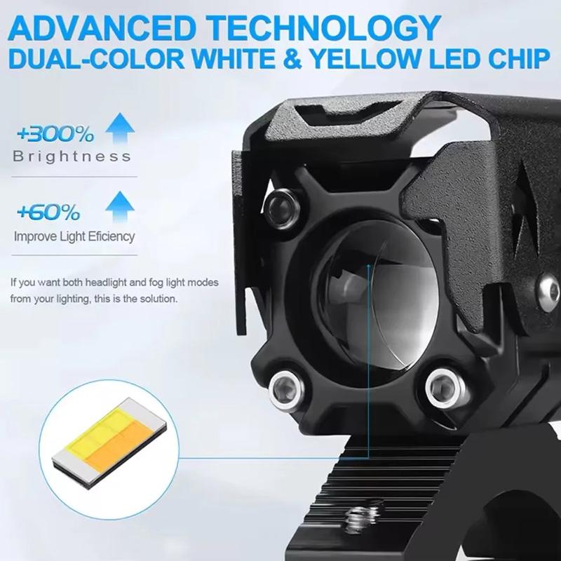 2 stücke Universal Motorrad LED Scheinwerfer Scheinwerfer Nebel Licht 20W 5000 Lms LED Scheinwerfer Dual Farbe Weiß Gelb