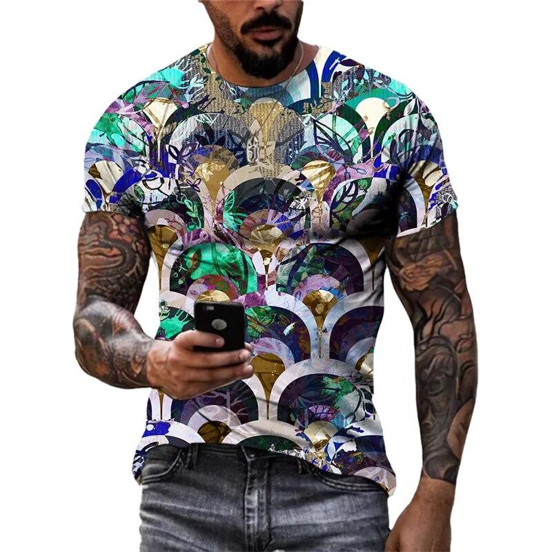 Moda Nuovo Retro Stile nazionale magliette grafiche Tendenza estiva Uomo Casual streetwear Personalità harajuku Stampa O-Collo Tees Top