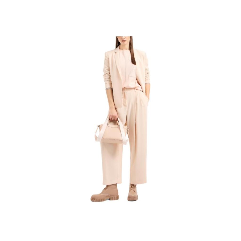 Armani Exchange SS24 Logo Embroidered Round Neck Sweater Women sweater Beige 3DYM1P-YME3Z-24AR