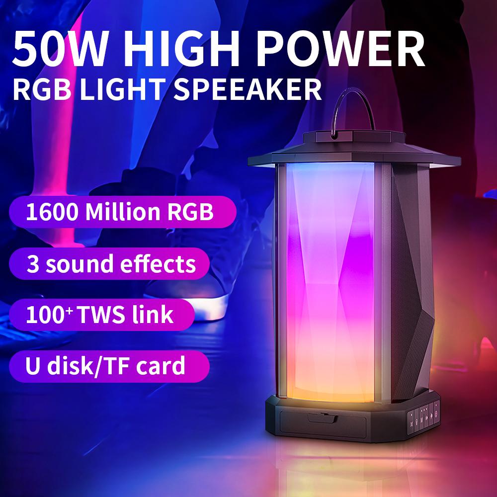 

CYBORIS T10 RGB Light Bluetooth-compatible Speaker 50W High Power Bass Sound Subwoofer A