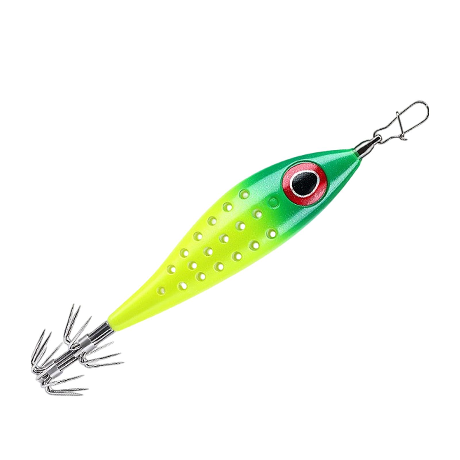Waterproof LED Double-Layer Luminous Squid Bait Cuttlefish Fishing Lure Artificial Wooden Shrimp Lure for Outdoor Sea Fishing