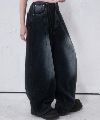 AVANDRESS Super Wide Dart Denim Pants Deep Blue