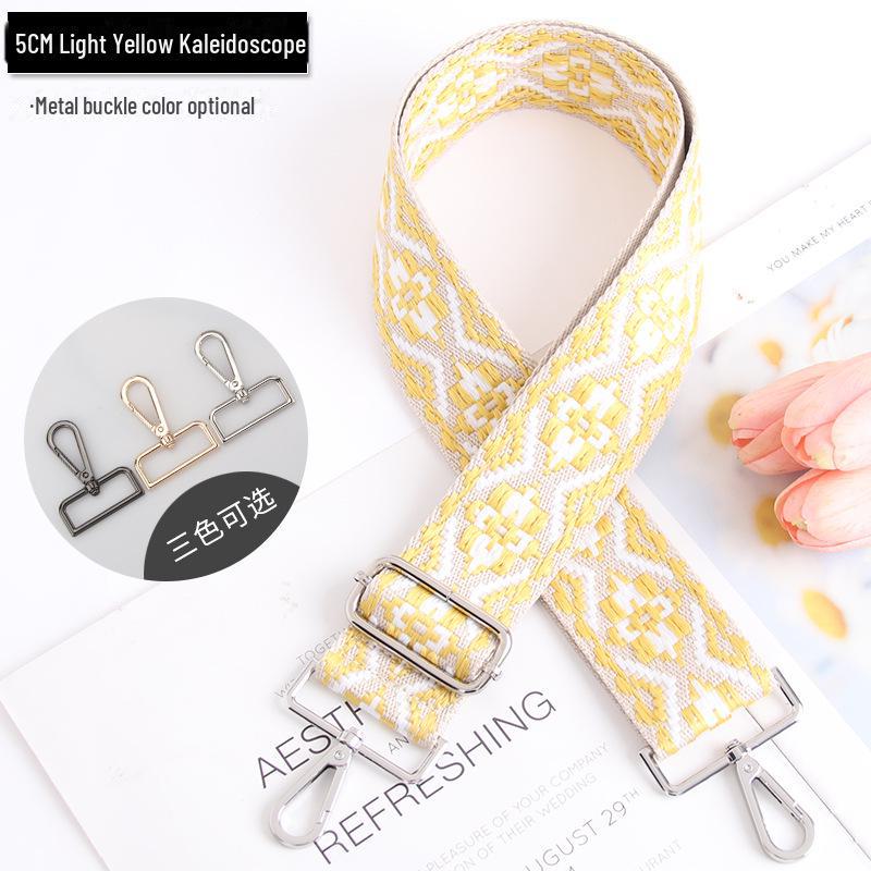 5CM Adjustable Multi-Color Women's Bag Strap - Kaleidoscope Pattern, Wide, Cross-Body