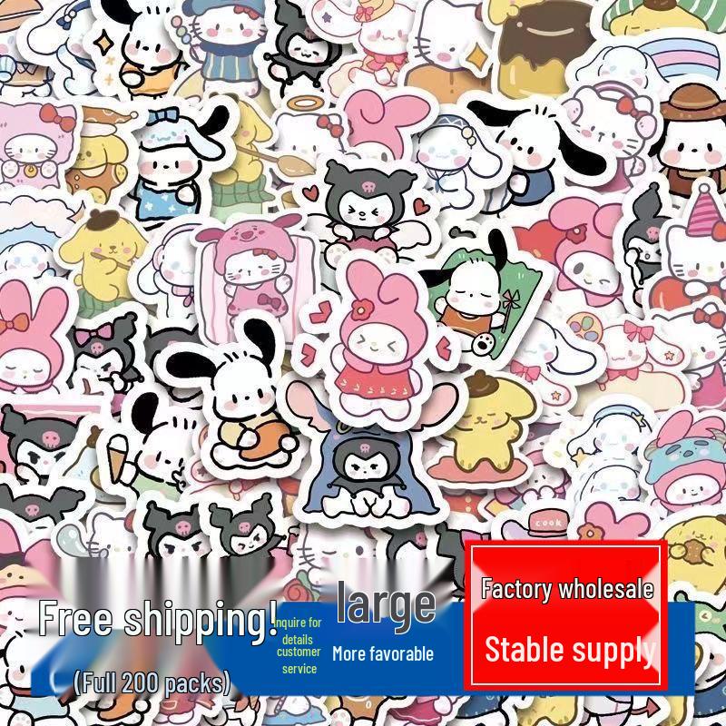 107 Мультяшных Рукописных Наклеек Sanrio: Помпомпурин, Синнаморолл - Водонепроницаемый DIY Чехол для Телефона и Декор для Дневника.
